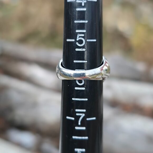 Vintage Sterling Silver Hexagon Shaped Red Cinnabar Ring Size 6 Floral Signed - Picture 7 of 7